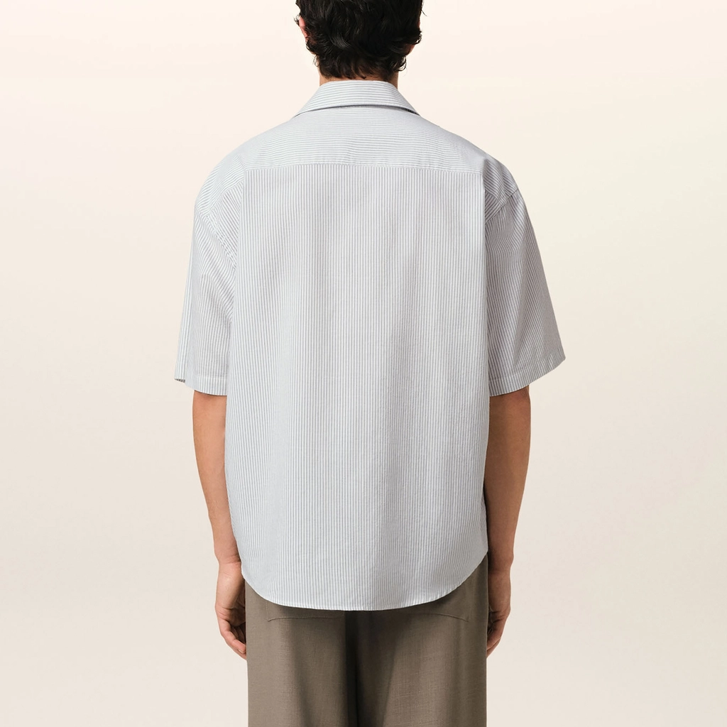 AMI Paris Camp Collar Pinstriped Cotton Shirt - XL